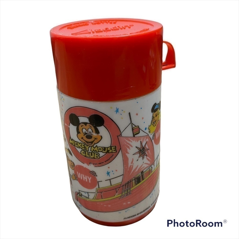 Vintage Mickey Mouse Club Thermos Aladdin Lunch Liquid Container Soup Storage